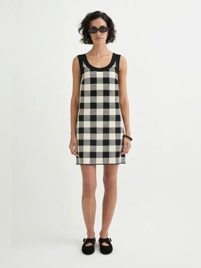 Posse Large Pippa Mini Dress Gingham Plaid Black White